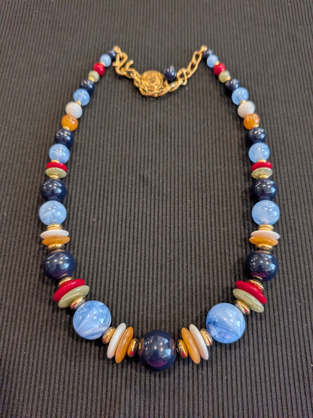 Liz Claiborne Multicolor Beaded Necklace 9" Graduated Nautical Style 1990s